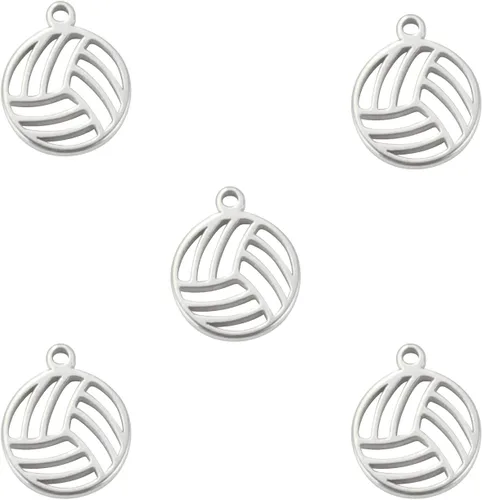 Vista 13 de kkjoy 5 dijes de bola deportiva de acero inoxidable para hacer joyas y manualidades, varios dijes, suministros de manualidades, accesorios