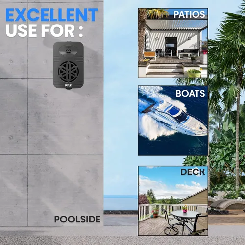 Vista 8 de Pyle USA - Par de altavoces Bluetooth para interiores y exteriores, sistema de altavoces de rango completo de 2 vías de 300 W, doble impermeable, 4