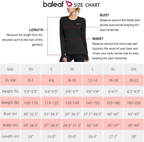 Vista 6 de BALEAF Camiseta térmica de forro polar para mujer de manga larga con agujeros para los pulgares bolsillo con cremallera para clima frío