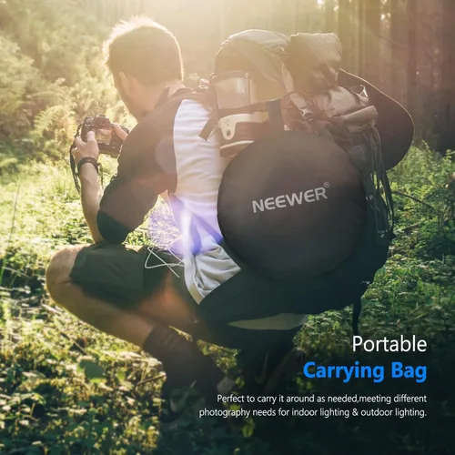 Vista 6 de NEEWER Reflectores de luz de 80x120cm para fotografía de 31"x47", portátiles 5 en 1 plegables con bolsa - Difusor translúcido, plateado, dorado