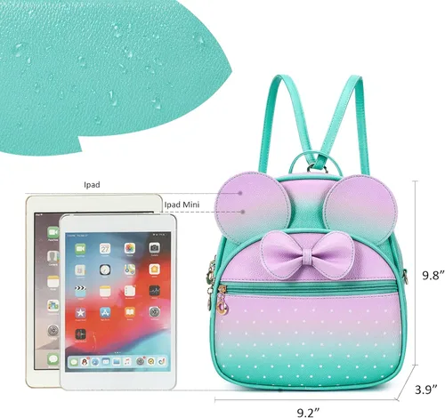 Vista 2 de KL928 Mini mochila para niñas con lazo y lunares, bolsa de hombro convertible para mujer