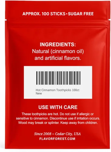 Vista 2 de Palillos de dientes con sabor a canela caliente (forma plana) 100ct
