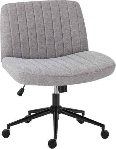 Vista 14 de Silla cruzada con ruedas, asiento ergonómico giratorio sin brazos, cómodo asiento de tocador, respaldo ancho y altura ajustable para hogar, oficina