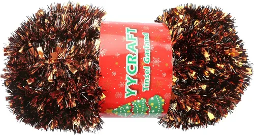 Vista 4 de YYCRAFT Guirnalda de oropel metálico de color dorado de 10 yardas (3 pulgadas)