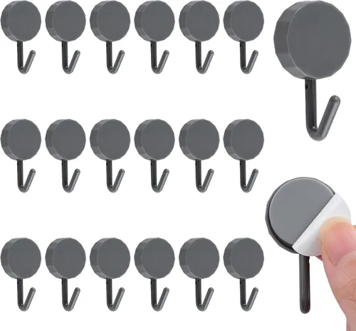 Vista 10 de MOROBOR Ganchos autoadhesivos, 20 ganchos de plástico resistentes para llaves de pared, soportes para calcetines para el hogar, cocina, baño Blanco