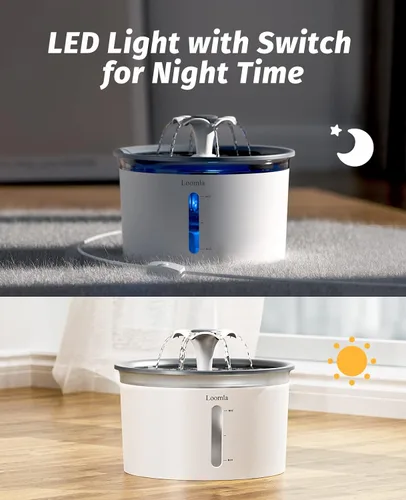 Vista 2 de Loomla Fuente de agua para gatos, fuente de agua para mascotas de 85 onzas / 2.5 litros en interiores, dispensador automático de agua para perros