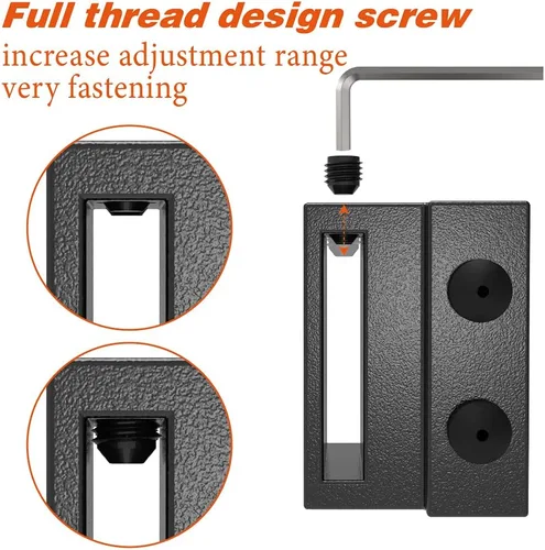 Vista 7 de ZEKOO Dispositivo de límite de tope de acero negro para puerta corrediza de granero, accesorios de tope de rodillo, accesorios (2 juegos)