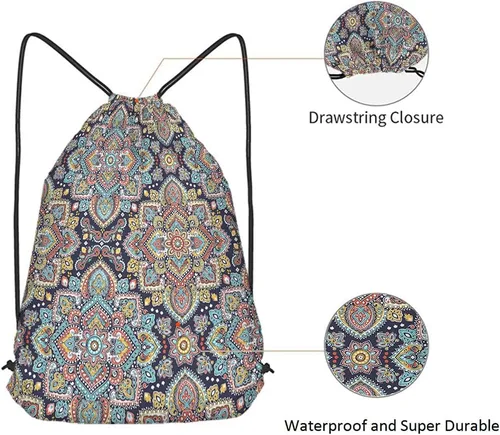 Vista 5 de Beabes Bohemia Retro Rayas Cordón Bolsas Mochila Gimnasio Bolsa con Cordón, Multi-a101, Mochilas de viaje