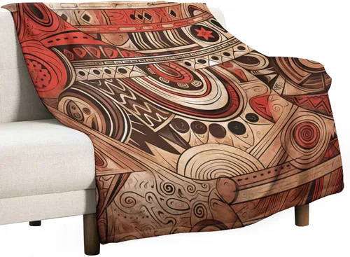 Vista 32 de Mantas de franela con patrón artístico rojo, beige, marrón oscuro, manta de franela de pintura al óleo abstracta de 30 x 40 pulgadas para sofá, cama