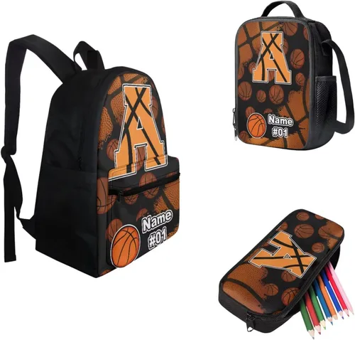 Vista 131 de FOR U DESIGNS Fuego baloncesto impreso niños escuela mochilas viaje mochila libro bolsa