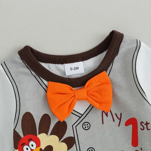 Vista 5 de FIOMVA My First Christmas Outfits 0 3 6 9 12 18 meses Baby Girl Boy Santa Mameluco de manga larga + pantalones con gorro para recién nacido