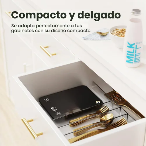 Vista 2 de Qahar - Báscula de alimentos con calculadora nutricional, pantalla LED impermeable, báscula digital de cocina para bajar de peso, cocinar, hornear