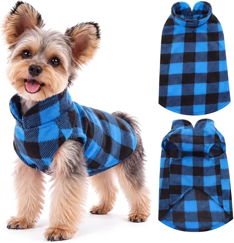 Vista 13 de Kuoser Chaleco de vellón para perro, suéter a cuadros para perro con Rojo Plaid
