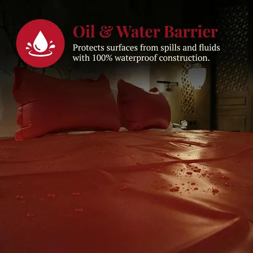Vista 3 de Zishine - Sábanas de vinilo impermeables tamaño Queen para masaje de aceite, spa, 83 x 67 pulgadas, color rojo