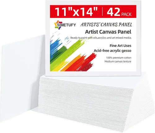 Vista 10 de Simetufy Paquete de 42 tableros de lienzo pequeños de 5 x 7 pulgadas para pintar, paneles de lienzo planos preimprimados de 8 onzas, sin ácidos