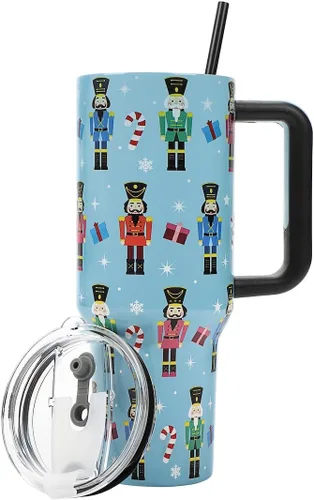 Vista 10 de Bioworld Sesame Street Cookie Monster - Vaso de acero inoxidable azul de 40 onzas con asa