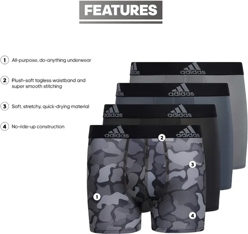 Vista 2 de adidas Kids-Boy's Performance Boxer Briefs Underwear (4-Pack)