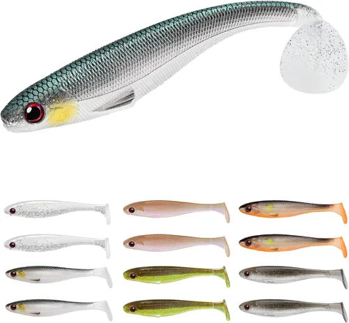 Vista 9 de TRUSCEND Shadtale Easy Catch Soft Fishing Lures, Unique Vibration and Action for Various Rigs, Paddle Tail Swimbaits Trailer for Bass, Trout