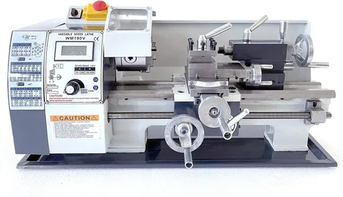 Vista 3 de TECHTONGDA Mini torno de metal Torno de banco de precisión Motor sin escobillas Engranajes de metal Máquina de torno de bricolaje 50-2500 RPM