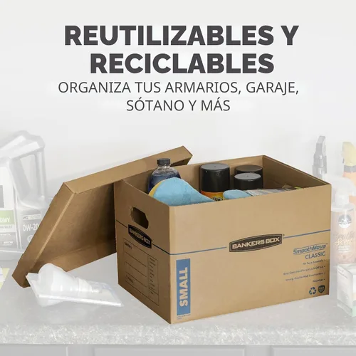 Vista 7 de Bankers Box Caja de mudanza clásica mediana de 8 unidades, asas reforzadas, montaje sin cinta, caja con tapa, 19 x 14.5 x 15.5 pulgadas (7717201)
