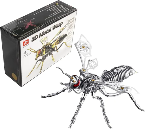Vista 13 de Rompecabezas de metal 3D para adultos, kits de modelo de avispa mecánica, bloques de construcción, avispón gigante del norte, montaje difícil