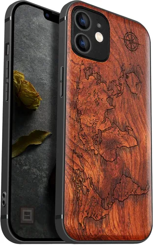 Vista 13 de Carveit Funda magnética de madera para iPhone 12 [madera natural y TPU suave negro] a prueba de golpes, funda de madera única compatible con MagSafe