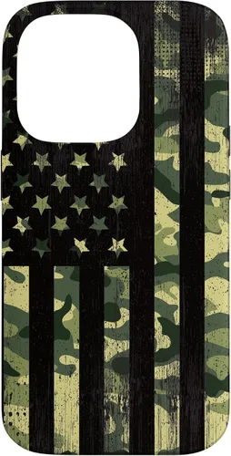 Vista 17 de iPhone 16 American Flag Camo Camouflage Black Patriotic Pride Case