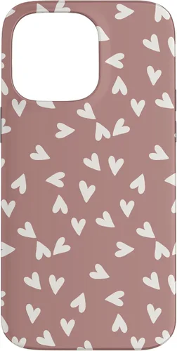 Vista 21 de Simple Chic Boho Heart Pattern - Carcasa para iPhone 16, color rosa polvoriento