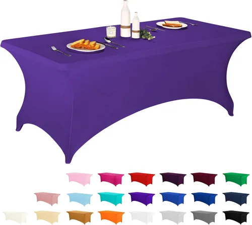 Vista 72 de LZY Cubierta de Mesa Elástica Ajustable de Spandex para Mesa Plegable de 6 pies, 4 pies o 8 pies, Mantel de Cóctel Rectangular, Perfecto para Champn