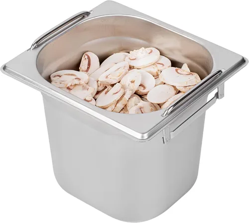 Vista 27 de Restaurantware Met Lux - Bandeja de mesa de vapor de 7 x 6.4 x 2.5 pulgadas, 1 sexto sartén de hotel, bandeja de acero inoxidable plateado profundo