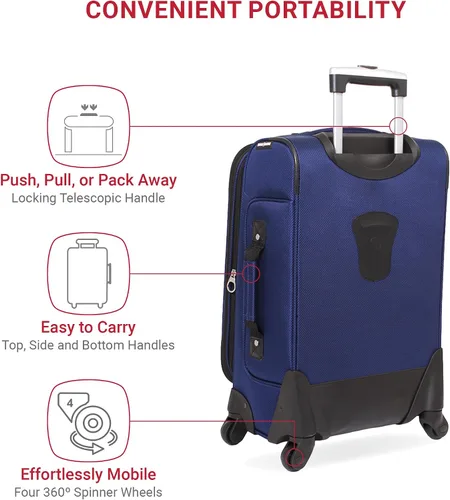 Vista 91 de SwissGear - Equipaje suave expandible Sion con ruedas, Negro