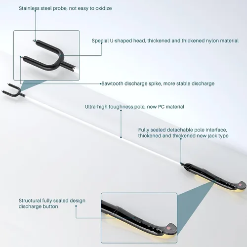 Vista 8 de Cattle Prod, Bastón Taser de Material Duradero Mejorado, Batería de Ultra Larga Duración, IP45, Adecuado para Ganadería Moderna y Bastón de Defensa