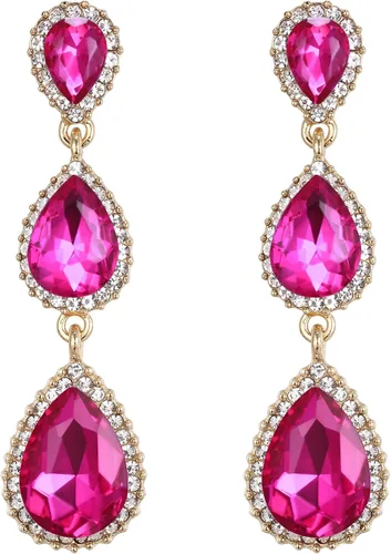 Vista 51 de EleQueen Pendientes de cristal austriaco en tono dorado para mujer, forma de pera de 2.5 pulgadas, color esmeralda
