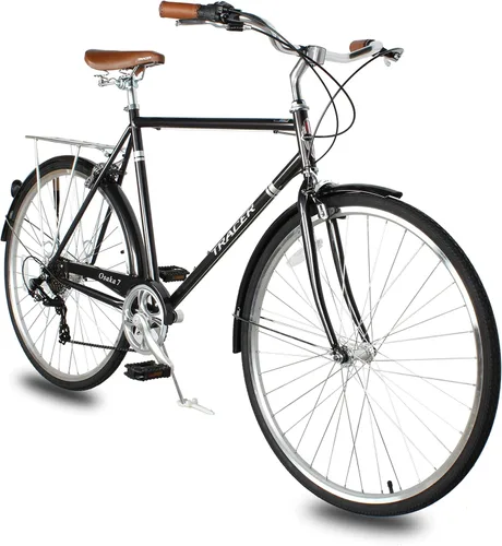 Vista 10 de Tracer Osaka - Bicicletas híbridas, marco de acero, Shimano Nexus Inter 3/7 velocidades, agarre marrón asiento marrón, bicicleta de carretera