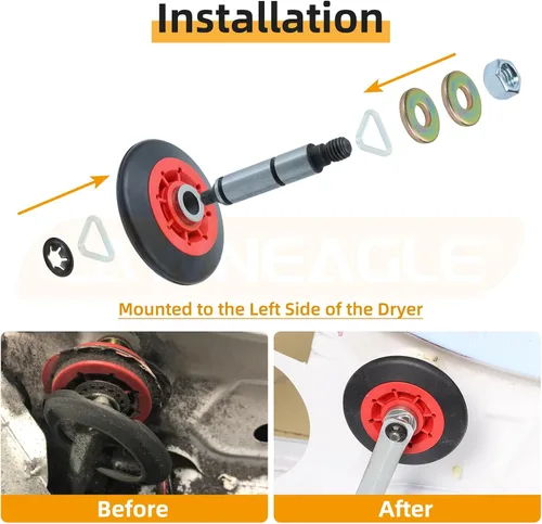 Vista 8 de WPW10314173 Kit de soporte de tambor de rodillo para secadores Whirlpool Maytag Includes WPW10314173 Roller Drum Support Kit with WP691366 Idler