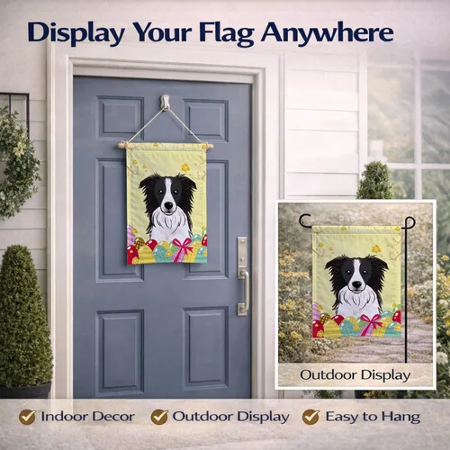 Vista 8 de Caroline's Treasures BB1923GF Bandera decorativa para jardín con diseño de Border Collie, para caza de huevos de Pascua, para jardín, jardín, patio