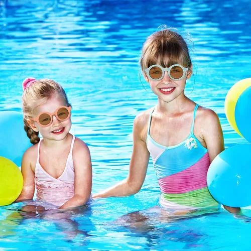 Vista 6 de ELCOHO 24 pares de gafas de sol redondas para niños lindas gafas redondas para playa para niños pequeños