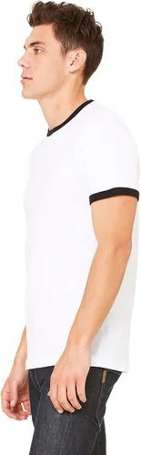 Vista 3 de Bella + Canvas playera Jersey De Manga Corta Del Hombre (3055C), color blanconegro
