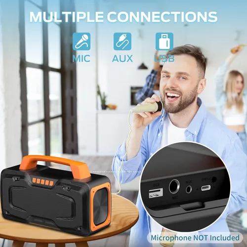 Vista 3 de BUGANI M118 - Bocina Bluetooth transportable, 50 W de gran potencia, carga rápida, entrada de micrófono, altavoz Bluetooth para exteriores, fiestas