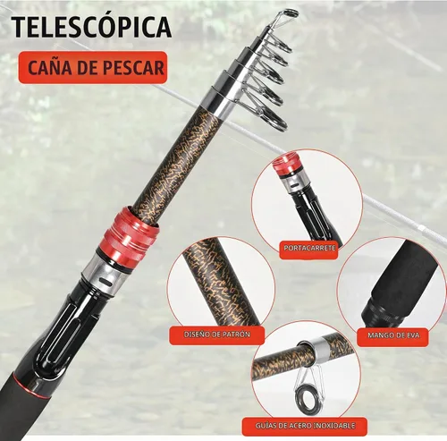 Vista 3 de Juego de caña de pescar telescópica de 6.9 pies con alicates de pesca y pinza de labios