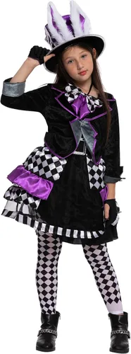 Vista 4 de Spooktacular Creations Disfraz de sombrero loco oscuro para niñas para fiesta de Halloween
