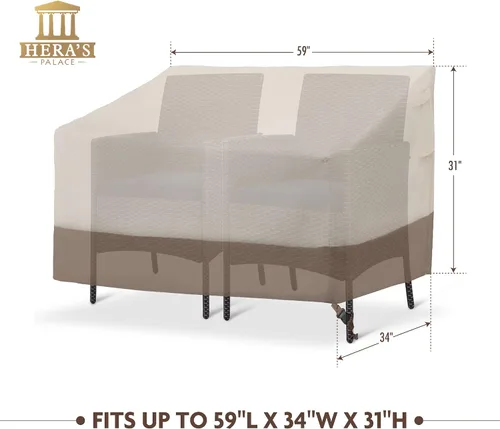 Vista 3 de HERA'S PALACE Funda impermeable para banco de exteriores, funda de sofá resistente 600D, resistente al viento y anti-UV, fundas para muebles