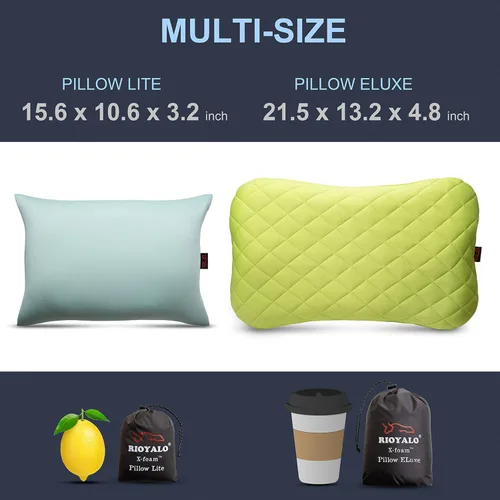 Vista 5 de X-Foam - Almohada inflable para acampar con funda de espuma extraíble, cómoda, lavable, ultraligera, portátil, con soporte lumbar para el cuello