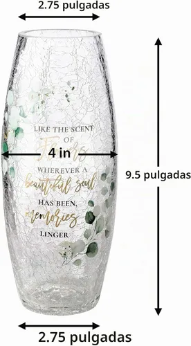 Vista 2 de Lillian Rose - Florero conmemorativo de cristal agrietado con versículo de condolencias