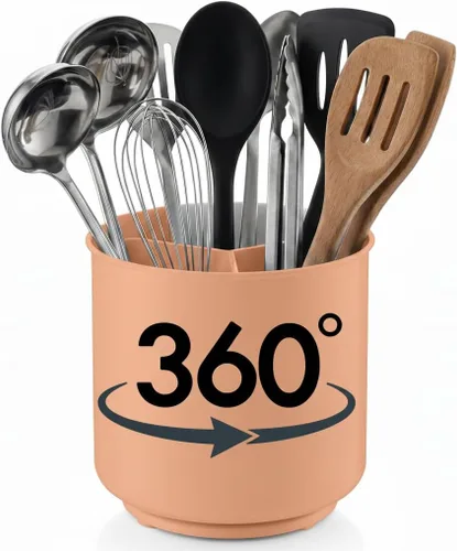 Vista 13 de Cooler Kitchen Portautensilios Jumbo Extra Grande Resistente Giratorio Negro con Base Pesada Antivuelco e Inserto con Agarre - A Prueba de Óxido