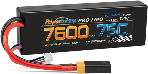 Vista 7 de Powerhobby 2S 7.4v 7600mah 75c Lipo Batería con enchufe XT60 + adaptador compatible con: Slash 4x4 4WD 2WD Stampede Rustler E-Revo E-Maxx Spartan