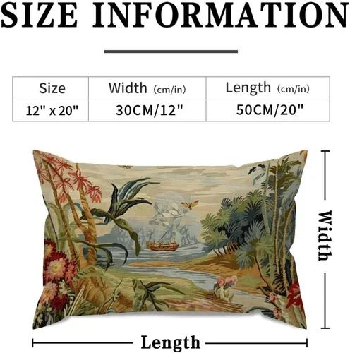 Vista 2 de ArogGeld Funda de cojín lumbar asiática de estilo chinoiserie, de lino marrón, pájaro y flor, funda de almohada asiática para sala de estar, A-6