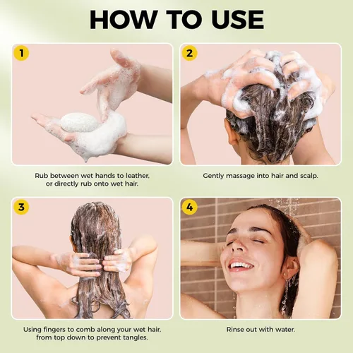 Vista 8 de Barra de champú para el cabello, limpieza profunda para la pérdida de cabello del cuero cabelludo, champú orgánico control de aceite, 0 aceite