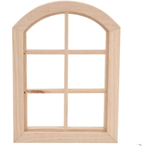 Vista 3 de 1/12 Escala casa de muñecas Ventana de madera Miniatura Muñeca Muebles Ventana Arqueada Casa de muñecas Ventana