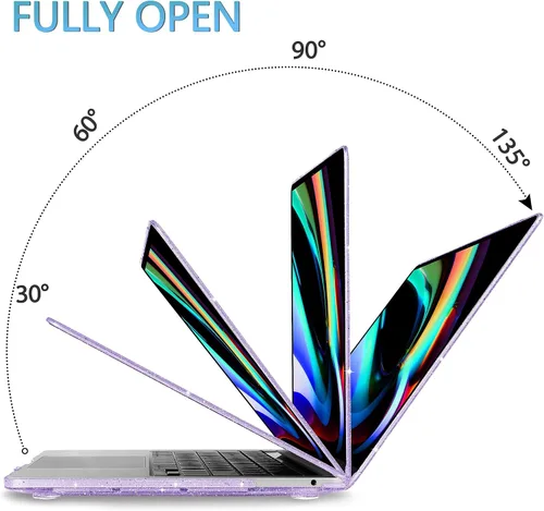 Vista 8 de Mektron Funda con purpurina para MacBook Pro 2020 de 13 pulgadas A2338 M2 compatible con versión 2021 2022 M1 A2289 A2251, cubierta rígida